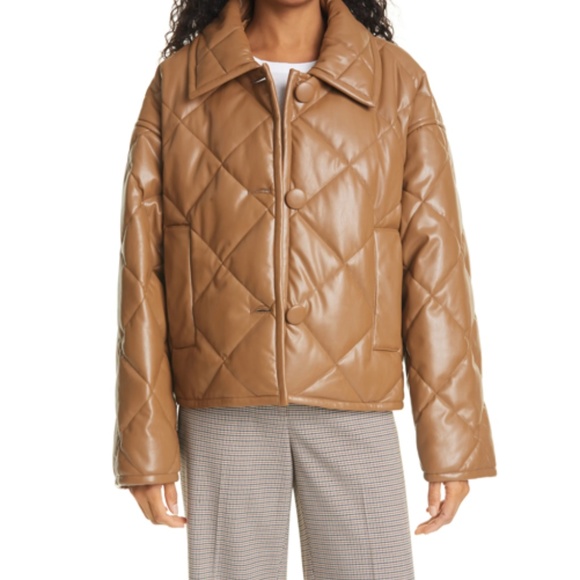 Style Studio Jackets & Blazers - STAND STUDIO Jacinda Quilted Faux-leather Puffy Jacket  Brown NWOT EU 42 US 10
